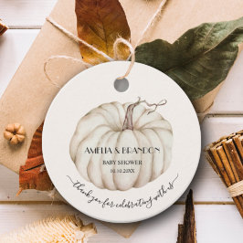 ホワイトカボチャ赤ちゃんシャワーありがとう フェイバータグ