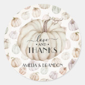 ホワイトカボチャ赤ちゃんシャワーありがとう ラウンドシール (正面)