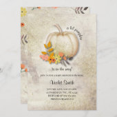 ホワイトカボチャ赤ちゃんシャワー招待状と金ゴールドグリッター 招待状 (正面/裏面)