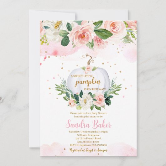 ホワイトカボチャ赤ちゃんシャワー 招待状 (正面)