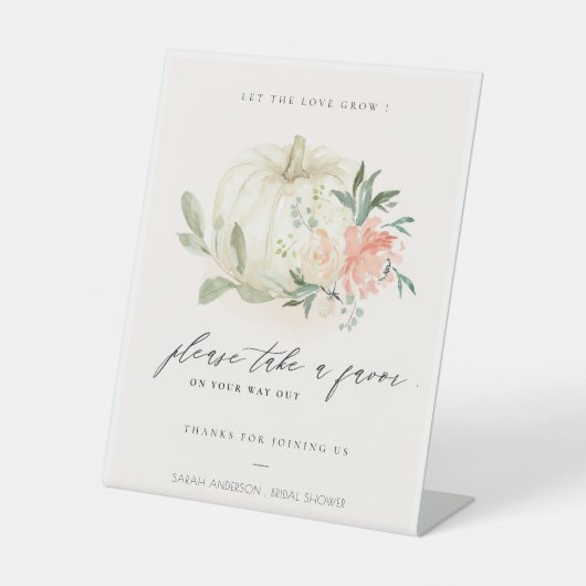 ホワイトカボチャ赤面フローラブライダルシャワー 台座サイン (正面)