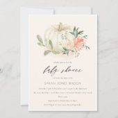 ホワイトカボチャ赤面フローラベビーシャワー招待状 サンキューカード (正面)