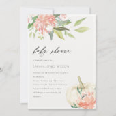 ホワイトカボチャ赤面フローラベビーシャワー招待状 サンキューカード (正面)