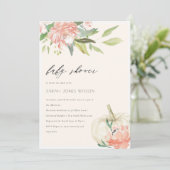 ホワイトカボチャ赤面フローラベビーシャワー招待状 サンキューカード (スタンド正面)