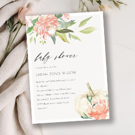 ホワイトカボチャ赤面フローラベビーシャワー招待状 サンキューカード