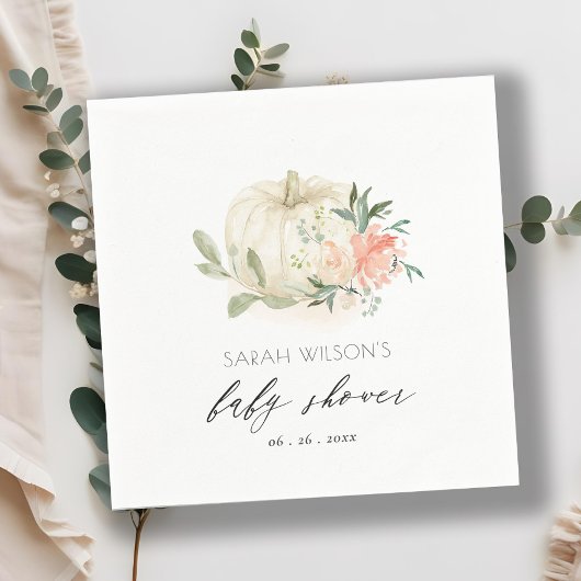 ホワイトカボチャ赤面フローラベビーブランチシャワー スタンダードカクテルナプキン