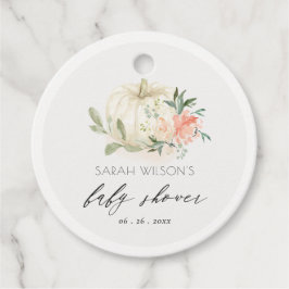 ホワイトカボチャ赤面フローラベビーブランチシャワー フェイバータグ