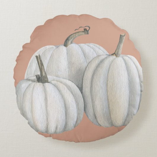 ホワイトカボチャ3個 ラウンドクッション (正面)