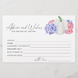 ホワイトカボチャ – アドバイスとウィッシュブライダルシャワー 便箋