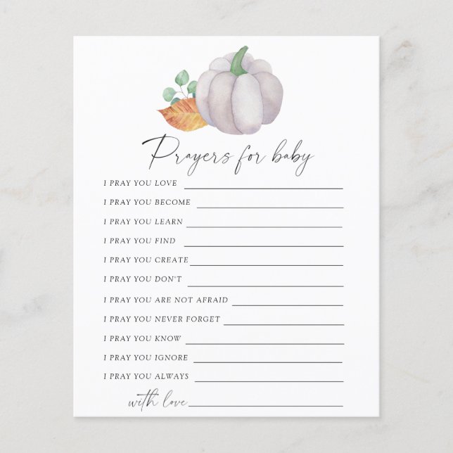 ホワイトカボチャ – パーティーゲーム |ベビーゲームの祈りの言葉 (正面)