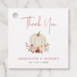 ホワイトカボチャ&フラワー結婚ズ・サンキュー フェイバータグ