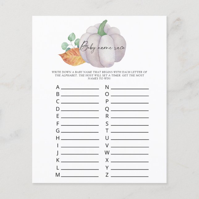 ホワイトカボチャ – ベビー名レースゲーム (正面)