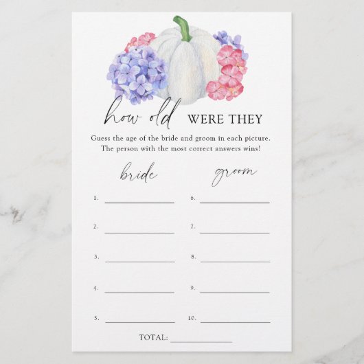 ホワイトカボチャ – 彼らは何歳だったブライダルゲーム (正面)