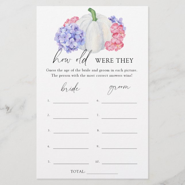 ホワイトカボチャ – 彼らは何歳だったブライダルゲーム (正面)