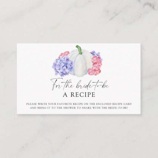 ホワイトカボチャ – 花嫁のためのレシピ エンクロージャーカード (正面)