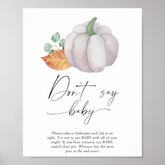 ホワイトカボチャ – 言わないベビーポスター ポスター (正面)