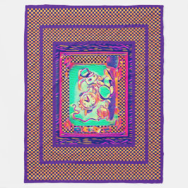 ホワイトカラフルラビットバイアレタ フリースブランケット