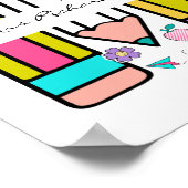 ホワイトカラフル先生漫画鉛筆ポスター ポスター (角)