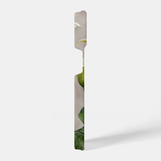 ホワイトカラユリフラワーアートフォンケース iPhoneケース (右側面)