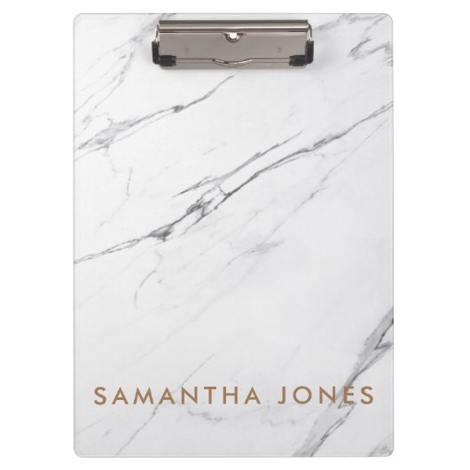 ホワイトカララマーブルクラシックモダンオフィスギフト クリップボード (正面)