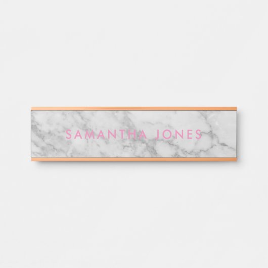 ホワイトカララマーブルクラシック金ゴールドパーソナライズされた サインプレート (正面)