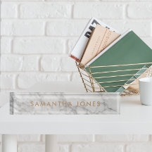 ホワイトカララマーブルクラシック金ゴールドパーソナライズされた