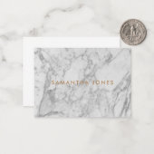 ホワイトカララマーブルクラシック金ゴールドパーソナライズされた ノートカード (正面/裏面インサイチュ)