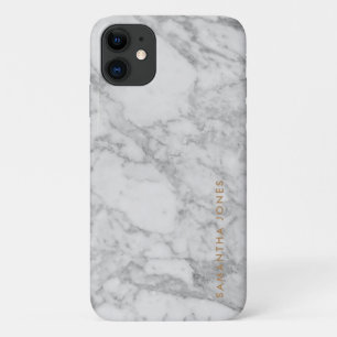 ホワイトカララマーブルクラシック金ゴールドパーソナライズされた iPhone 11 ケース