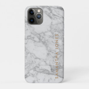 ホワイトカララマーブルクラシック金ゴールドパーソナライズされた iPhone 11 PROケース