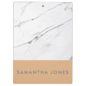 ホワイトカララマーブルクラシック金ゴールドモダン クリップボード (裏面)