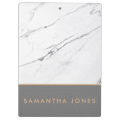 ホワイトカララマーブルクラシック金ゴールドモダン クリップボード (裏面)