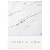 ホワイトカララマーブルクラシック金ゴールドモダン クリップボード (裏面)