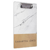 ホワイトカララマーブルグリッタークラシック金ゴールドモダン クリップボード (右)