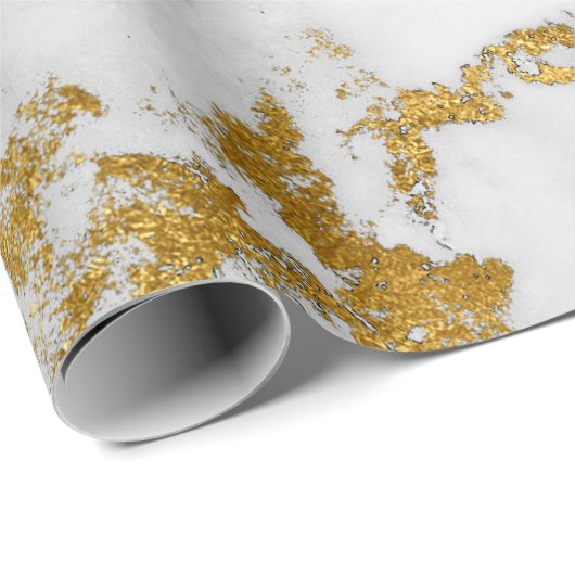 ホワイトカララマーブルグレー金ゴールドグラムストーン ラッピングペーパー (ロールコーナー)