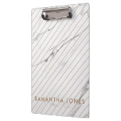 ホワイトカララマーブルストライプ金ゴールドクラシックモダン クリップボード (左)