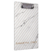 ホワイトカララマーブルストライプ金ゴールドクラシックモダン クリップボード (右)