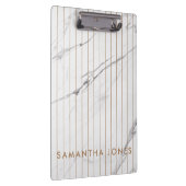 ホワイトカララマーブルストライプ金ゴールドクラシックモダン クリップボード (右)