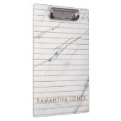 ホワイトカララマーブルストライプ金ゴールドクラシックモダン クリップボード (右)