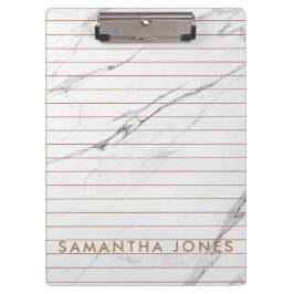 ホワイトカララマーブルストライプ金ゴールドクラシックモダン クリップボード