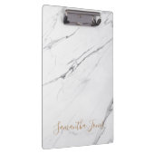 ホワイトカララマーブル金ゴールドスクリプトクラシックモダン クリップボード (右)