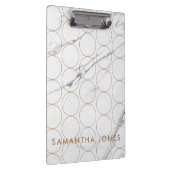 ホワイトカララマーブル金ゴールドパタークラシックンモダン クリップボード (右)