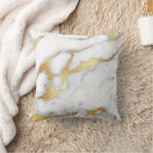 ホワイトカララ金ゴールドグレーグリッターマーブルストーン クッション (ブランケット)