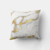 ホワイトカララ金ゴールドグレーグリッターマーブルストーン クッション (裏面)