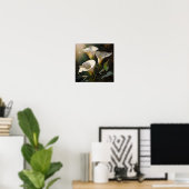 ホワイトカラリリリユリフラワーアートプリントポスター ポスター (ホームオフィス)