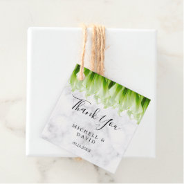 ホワイトカラリリー花模様サンキューサンキューメッセージカード フェイバータグ