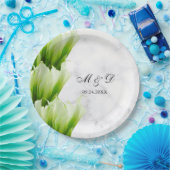 ホワイトカラリリー花模様結婚ズ紙プレート ペーパープレート (パーティー)