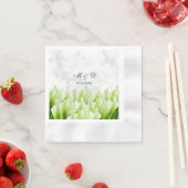 ホワイトカラリリー花模様結婚ズ 縁ありカクテルナプキン (インサイチュ)