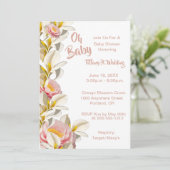 ホワイトカラリリー&牡丹オ赤ちゃん女の子ベビーシャワー 招待状 (スタンド正面)