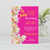 ホワイトカラリリー&牡丹オ赤ちゃん女の子ベビーシャワー 招待状 (スタンド正面)