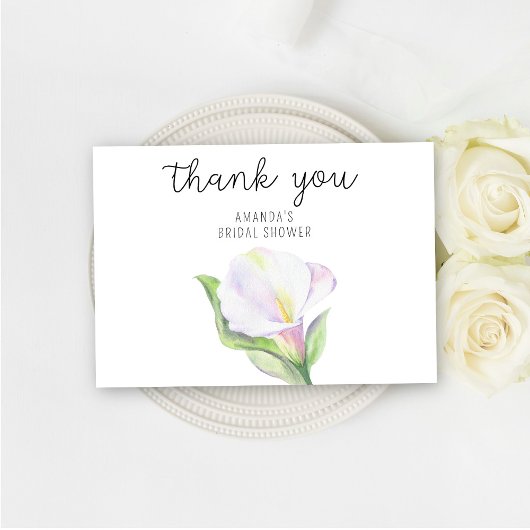 ホワイトカラ – ブライダルシャワー感謝していユー サンキューカード